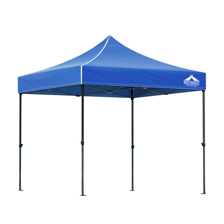 Blue pop up gazebo shown providing shade at an outdoor event