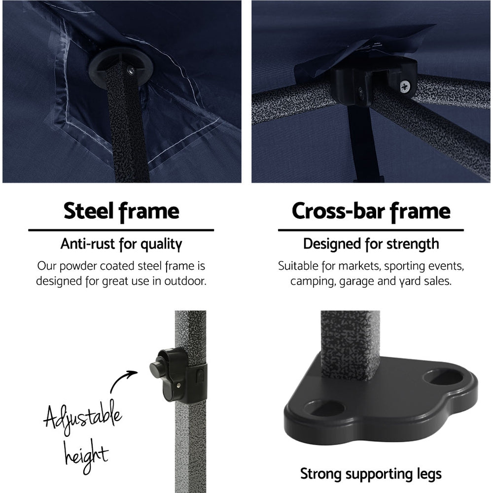 Gazebo leg detail showing the three adjustable height settings