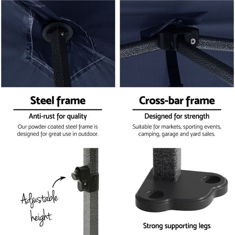 Gazebo leg detail showing the three adjustable height settings