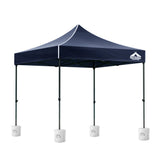 Front view of the navy pop up gazebo canopy with open sides