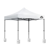 Front view of the white pop up gazebo canopy with open sides