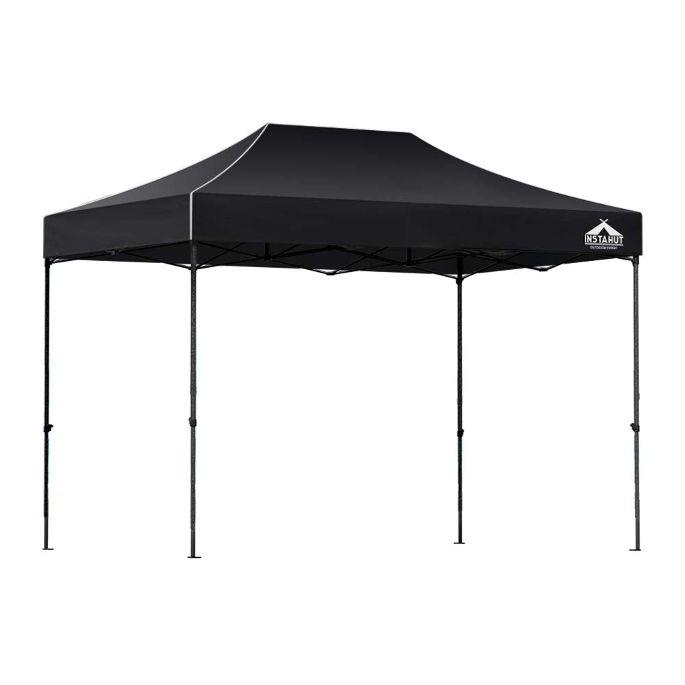 Dimension diagram of the black 4.5 x 3 m pop up gazebo with height settings