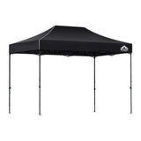 Dimension diagram of the black 4.5 x 3 m pop up gazebo with height settings