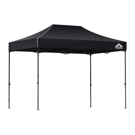 Dimension diagram of the black 4.5 x 3 m pop up gazebo with height settings