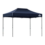 Dimension diagram of the navy 4.5 x 3 m pop up gazebo with height settings