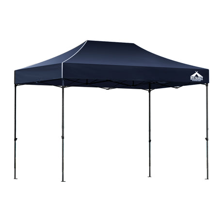 Dimension diagram of the navy 4.5 x 3 m pop up gazebo with height settings