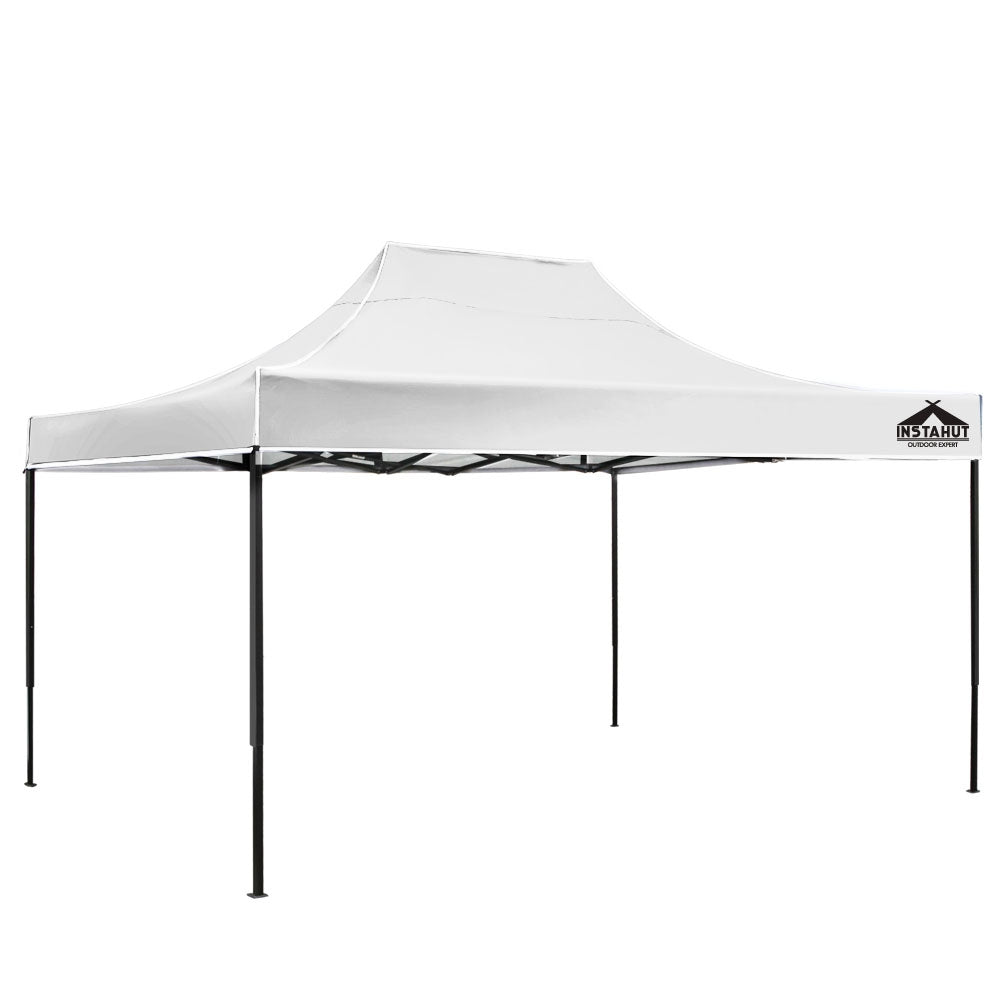 Dimension diagram of the 4.5 x 3 m white pop up gazebo showing height settings