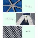 Powder coated steel leg and frame connector on the navy party tent