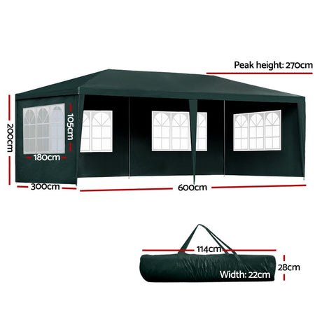 Green gazebo with side panels removed showing the open sheltered interior