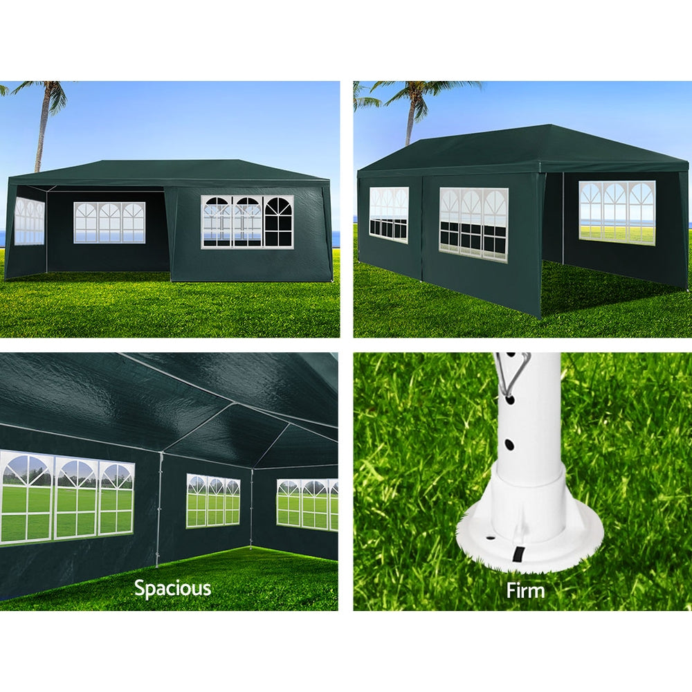 Powder coated steel leg and strut detail on the green gazebo frame