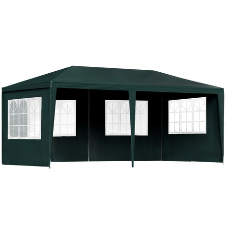 Carry bag, pegs and ropes supplied with the green 3 x 6 m gazebo