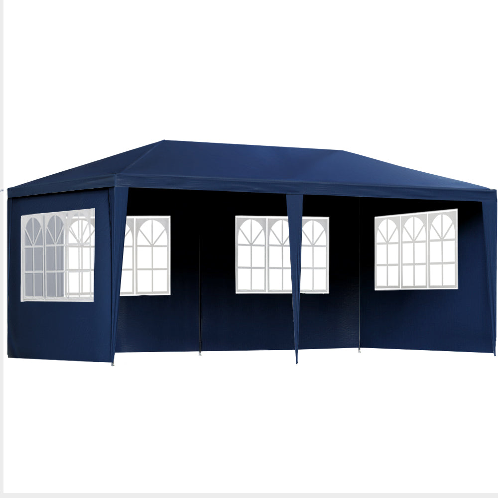 Carry bag, pegs and ropes supplied with the blue 3 x 6 m gazebo