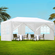 White 3 x 6 m marquee gazebo fully enclosed with six side panels fitted