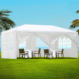 White 3 x 6 m marquee gazebo fully enclosed with six side panels fitted