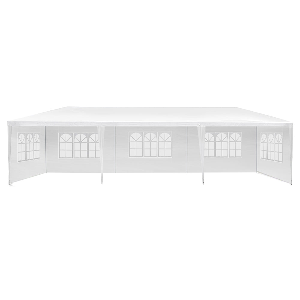 Window side wall panel detail on the white 3 x 9 m event marquee