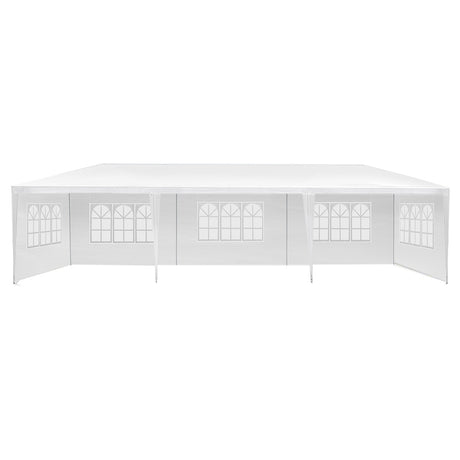 Window side wall panel detail on the white 3 x 9 m event marquee