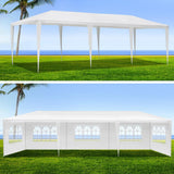 Interior of the white 3 x 9 m marquee showing roof struts and headroom