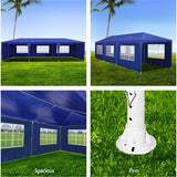 Zip door panel on the blue 3 x 9 m wedding marquee tent