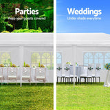 Zip door panel on the white 3 x 9 m wedding marquee tent