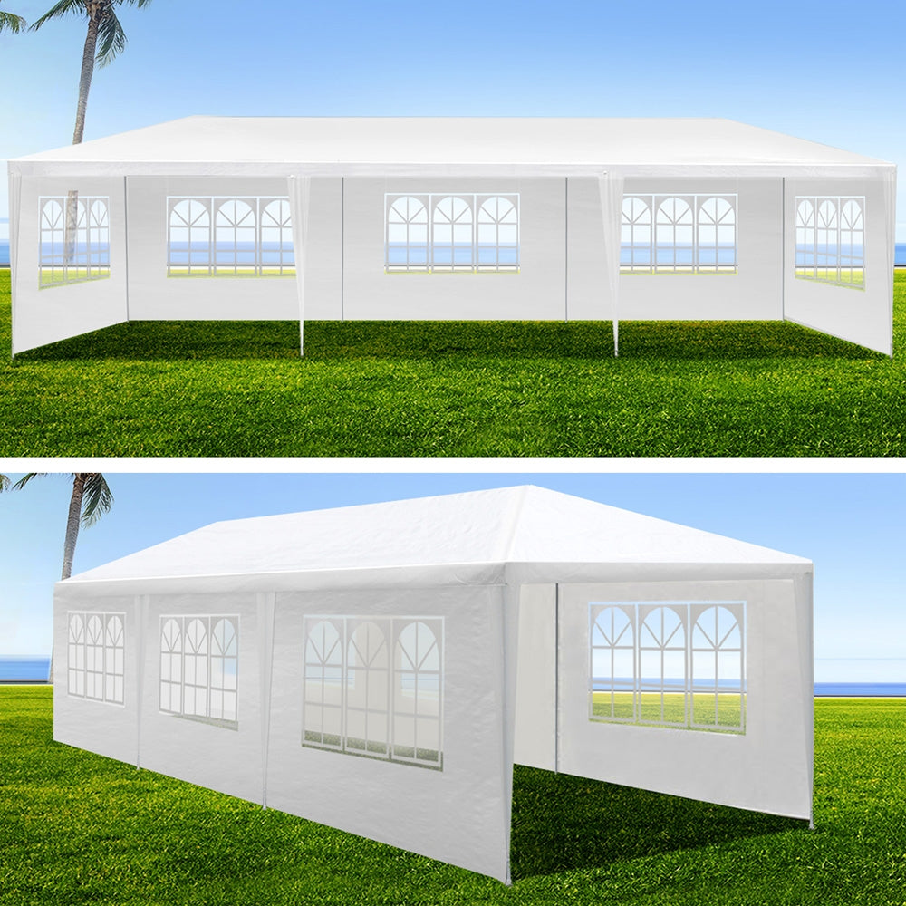 Window side wall panel detail on the white 3 x 9 m event marquee