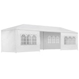 Carry bag, ropes and pegs included with the white 3 x 9 m marquee