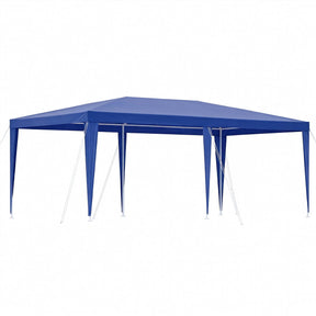 Blue 3 x 6 m open sided wedding gazebo set up on grass