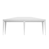 Side view of the white 3 x 6 m gazebo showing the peaked canopy profile