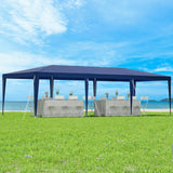 Blue 3 x 9 m wedding party marquee tent shown in full
