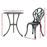 Edge Hill 3 Piece Outdoor Bistro Set, Black