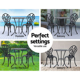 Edge Hill 3 Piece Outdoor Bistro Set, Black