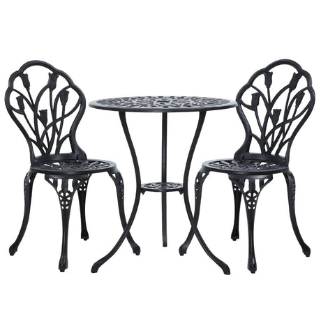 Edge Hill 3 Piece Outdoor Bistro Set, Black