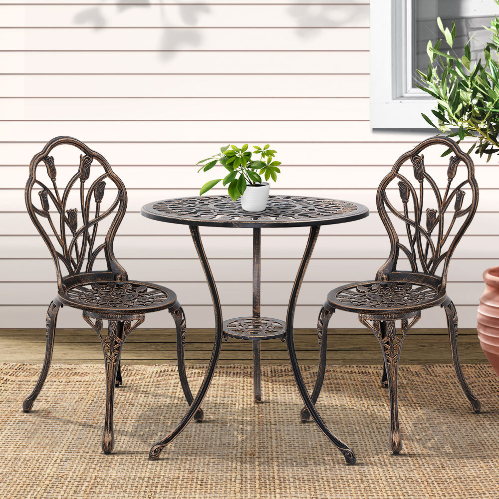 Edge Hill 3 Piece Outdoor Bistro Set, Bronze