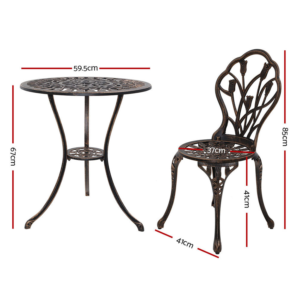 Edge Hill 3 Piece Outdoor Bistro Set, Bronze