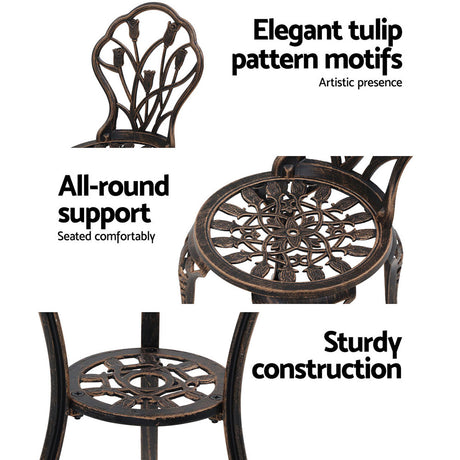 Edge Hill 3 Piece Outdoor Bistro Set, Bronze