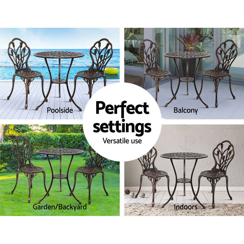 Edge Hill 3 Piece Outdoor Bistro Set, Bronze