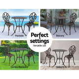 Edge Hill 3 Piece Outdoor Bistro Set, Bronze