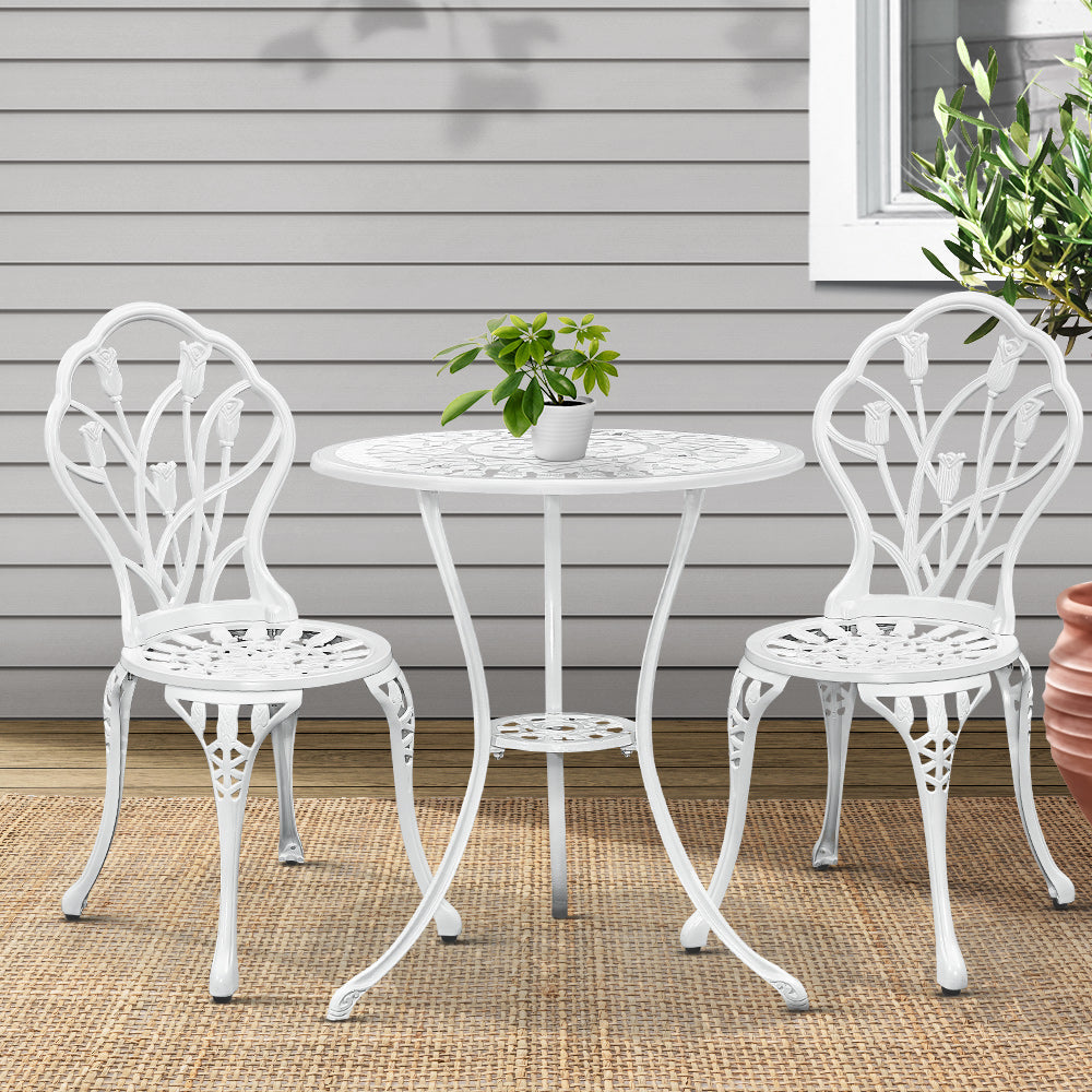Edge Hill 3 Piece Outdoor Bistro Set, White