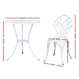 Edge Hill 3 Piece Outdoor Bistro Set, White