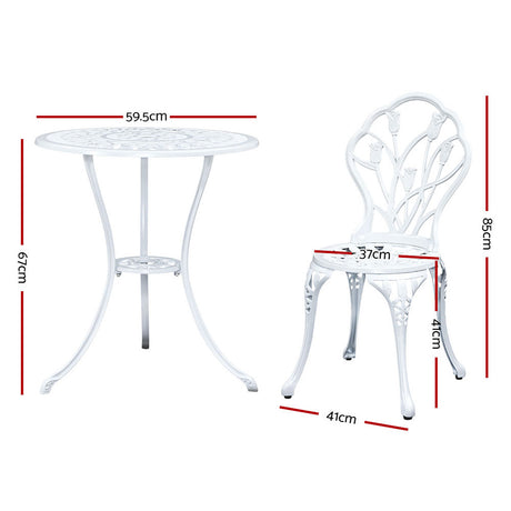 Edge Hill 3 Piece Outdoor Bistro Set, White