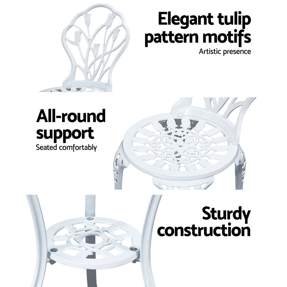 Edge Hill 3 Piece Outdoor Bistro Set, White