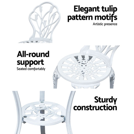 Edge Hill 3 Piece Outdoor Bistro Set, White