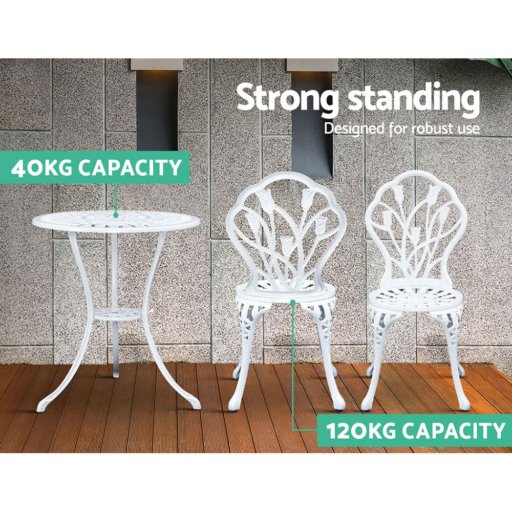 Edge Hill 3 Piece Outdoor Bistro Set, White