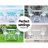 Edge Hill 3 Piece Outdoor Bistro Set, White