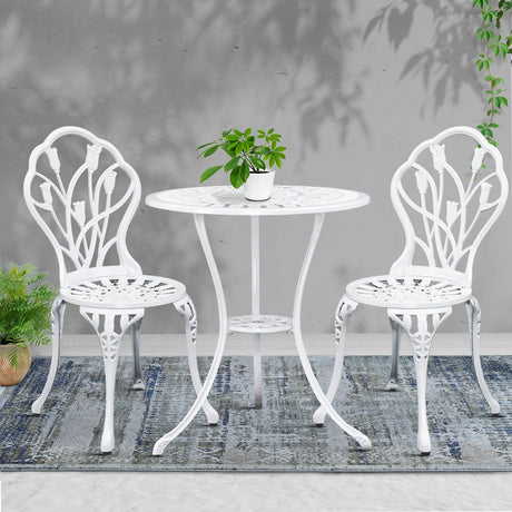 Edge Hill 3 Piece Outdoor Bistro Set, White