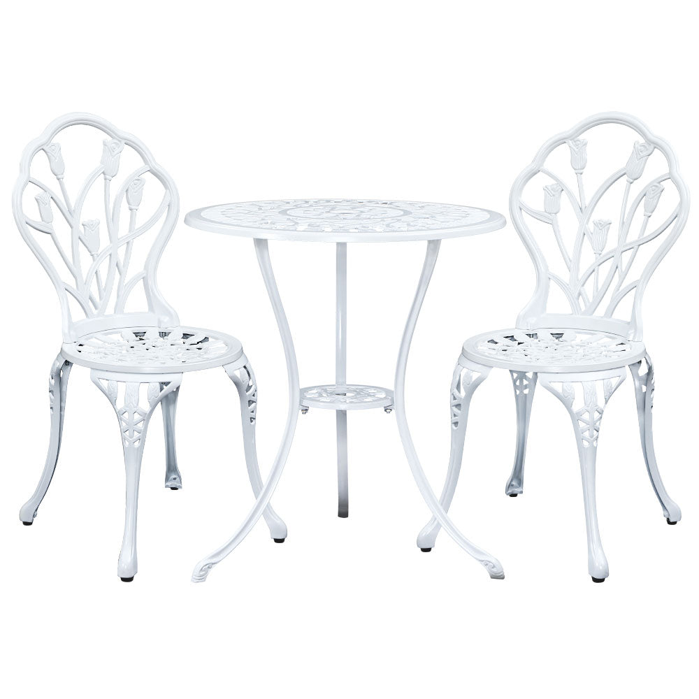 Edge Hill 3 Piece Outdoor Bistro Set, White