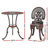 Balgal Beach 3 Piece Bistro Set, Bronze