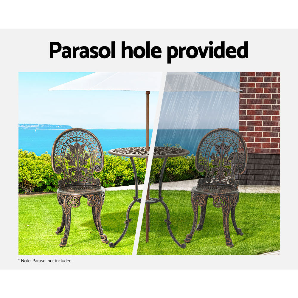 Balgal Beach 3 Piece Bistro Set, Bronze