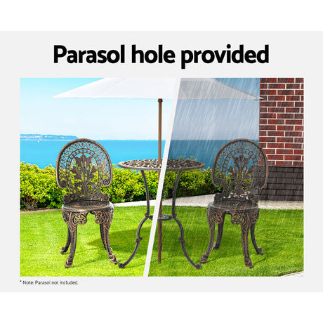 Balgal Beach 3 Piece Bistro Set, Bronze
