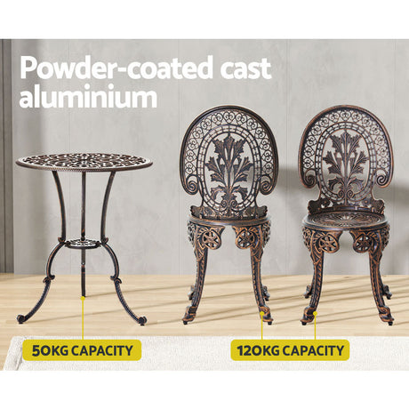 Balgal Beach 3 Piece Bistro Set, Bronze