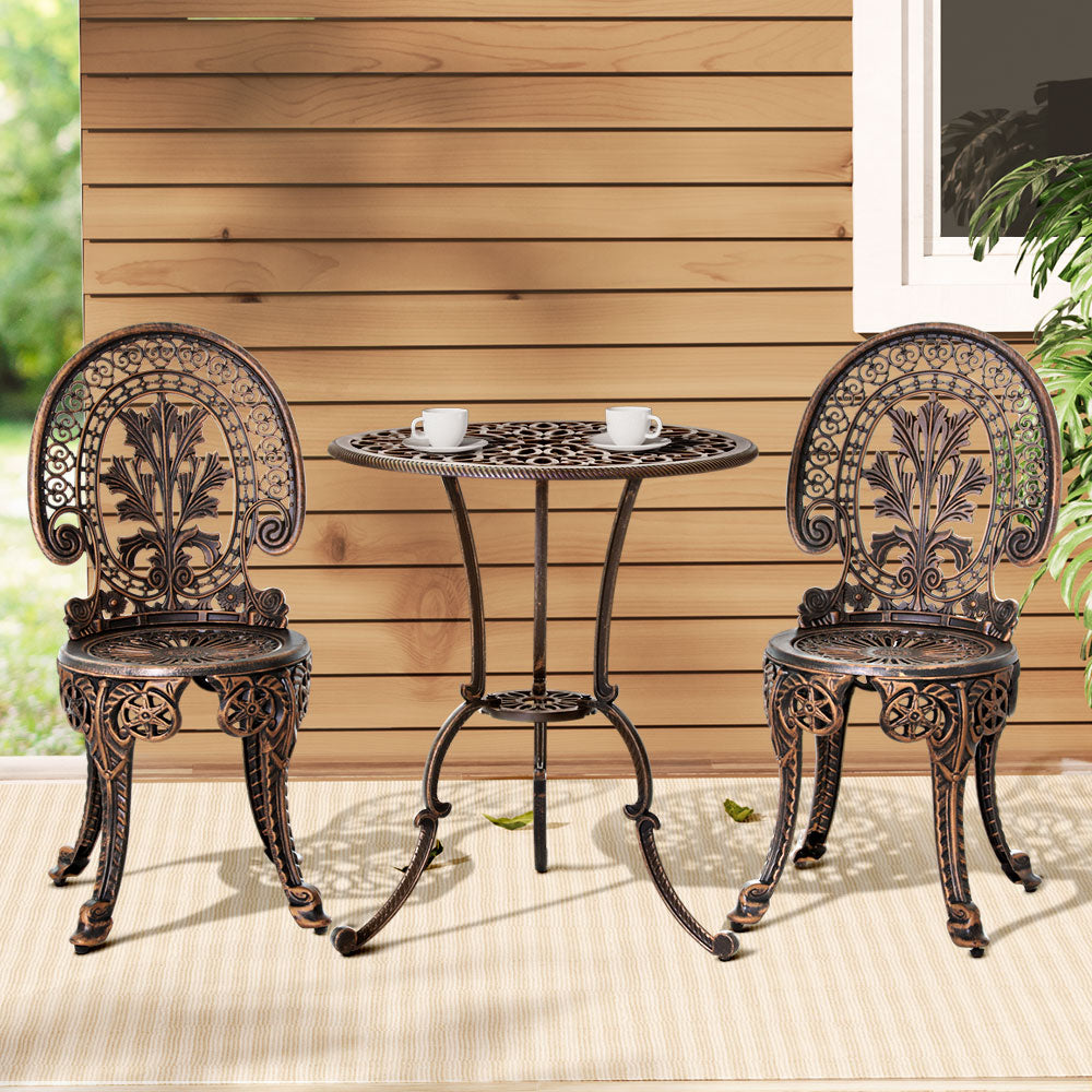 Balgal Beach 3 Piece Bistro Set, Bronze